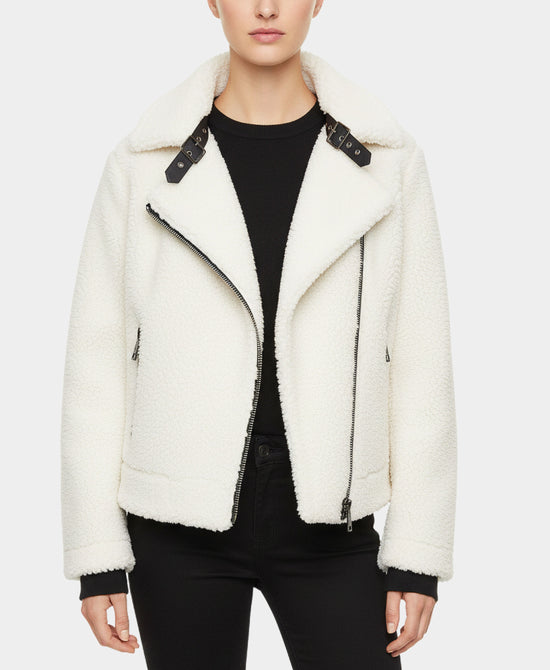 Sherpa Biker Jacket w/ Buckles view 