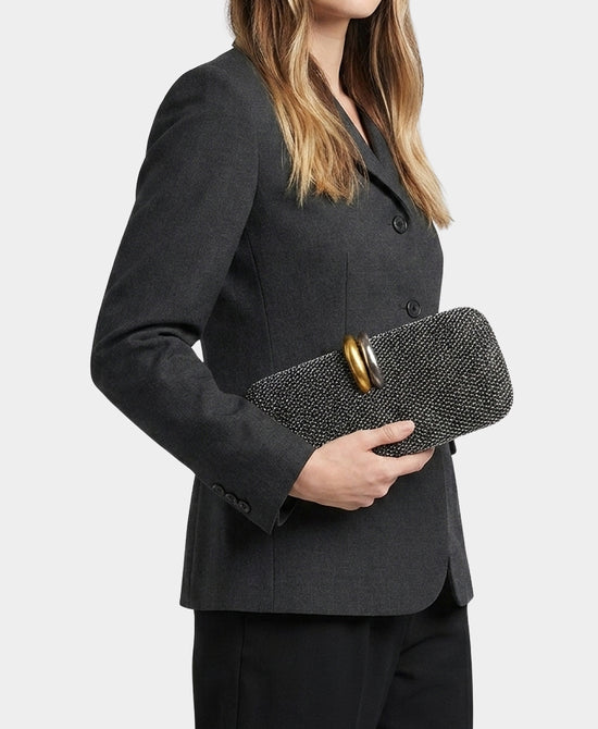 
Mesh Metallic Clutch Bag in SILVER/BLACK view 2