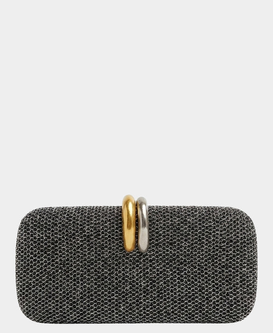 
Mesh Metallic Clutch Bag in SILVER/BLACK view 1