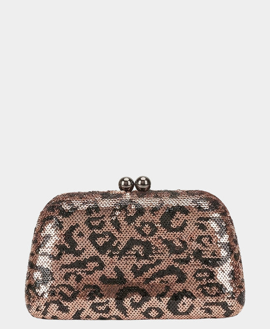 
Sequin Animal Print Clutch Bag in BLACK/GOLD view 1