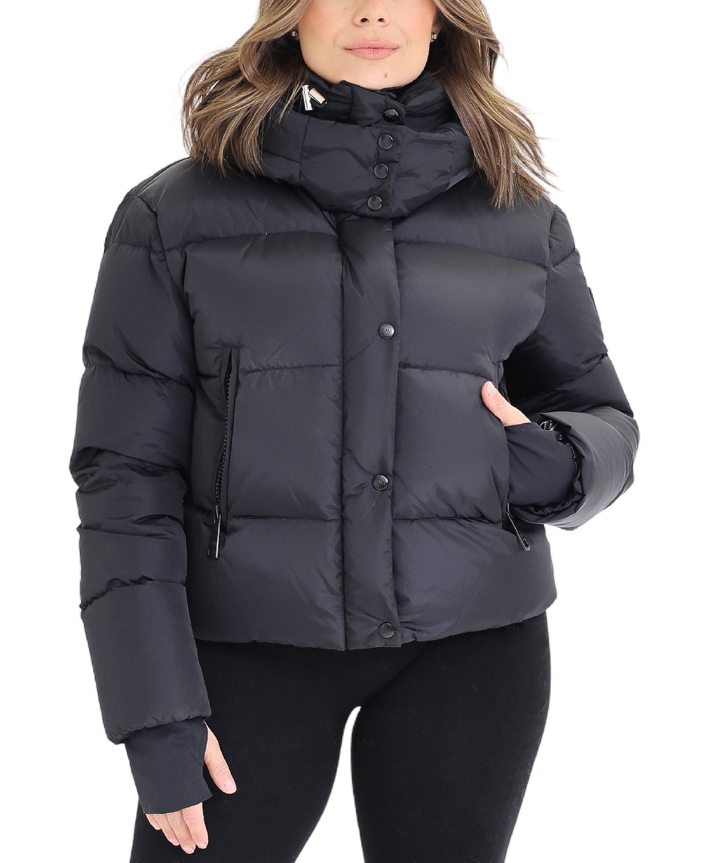 Matte Puffer Down Crop Jacket view 1