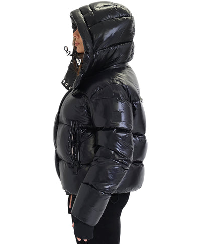 Shiny Puffer Down Crop Jacket image 2