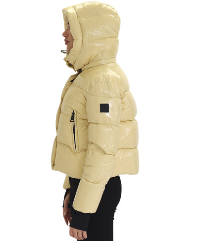 Shiny Puffer Down Crop Jacket image 2