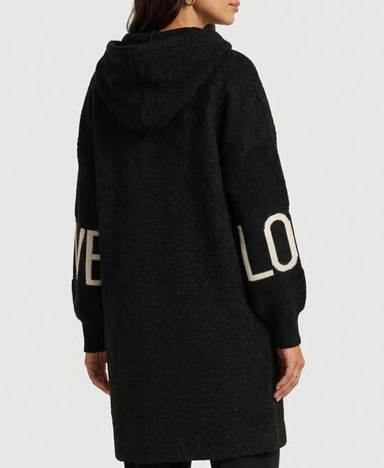 
Teddy "LOVE" Coat w/ Hood in BLACK view 2