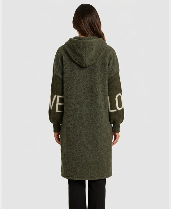 
Teddy "LOVE" Coat w/ Hood in OLIVE view 2
