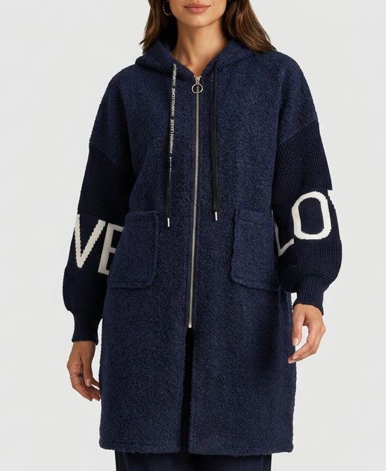 
Teddy "LOVE" Coat w/ Hood in NAVY view 1