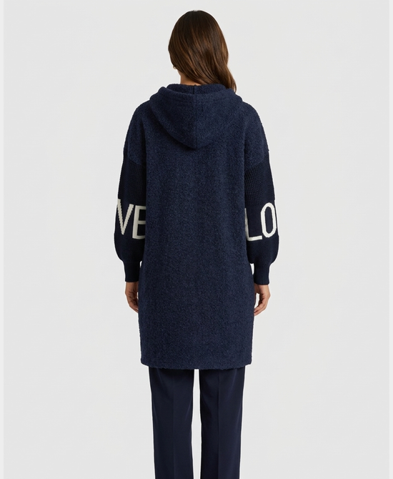 
Teddy "LOVE" Coat w/ Hood in NAVY view 2