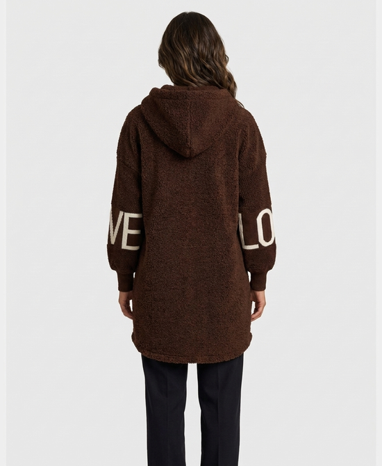 
Teddy "LOVE" Coat w/ Hood in BROWN view 2