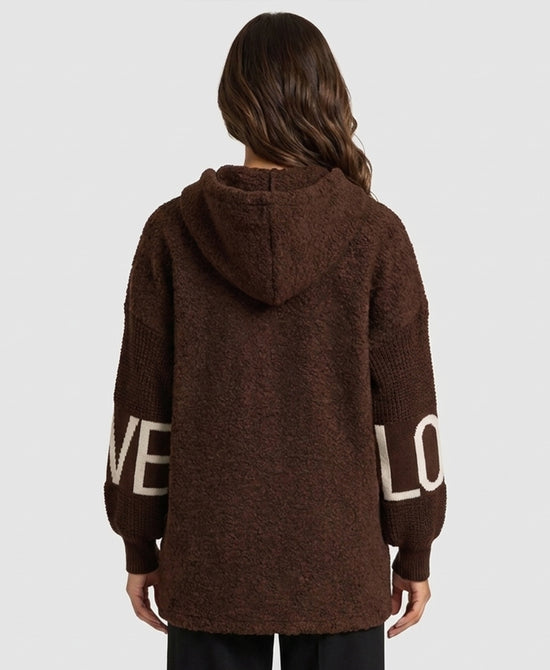 
Teddy "LOVE" Jacket w/ Hood in BROWN view 2