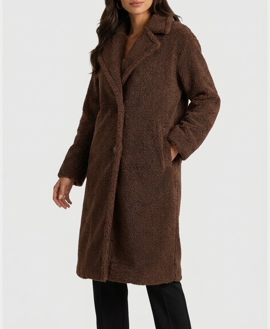 
Long Teddy Jacket in BROWN view 1