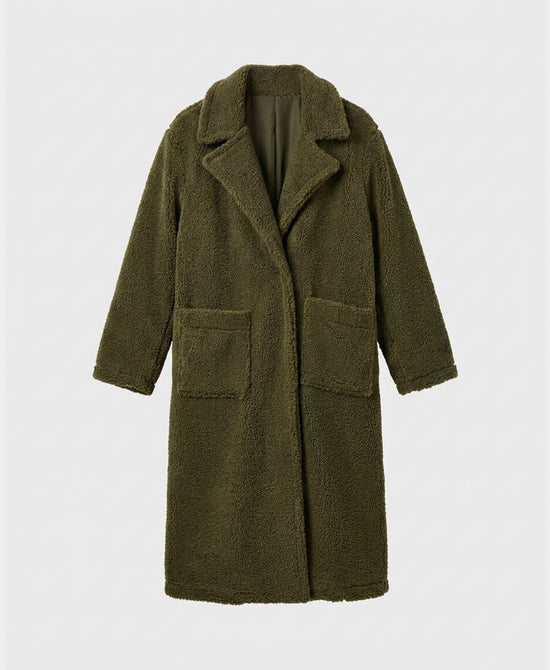 
Long Teddy Jacket in OLIVE view 2