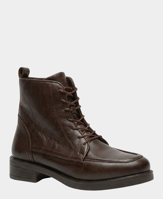 
Leather Lace Up Bootie in BROWN view 1