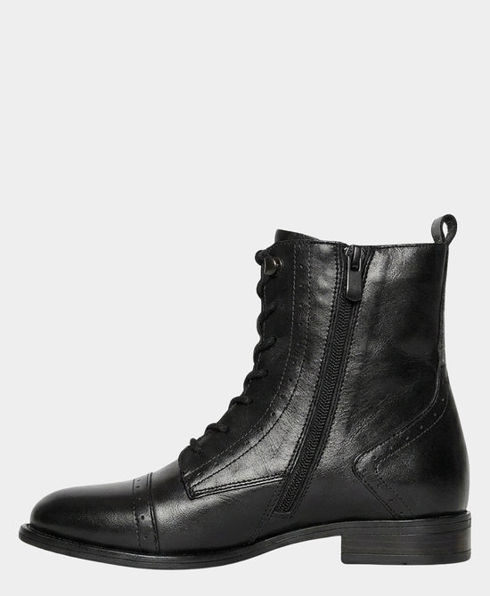 
Leather Lace Up Bootie in BLACK view 2