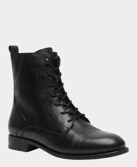 
Leather Lace Up Bootie in BLACK view 1