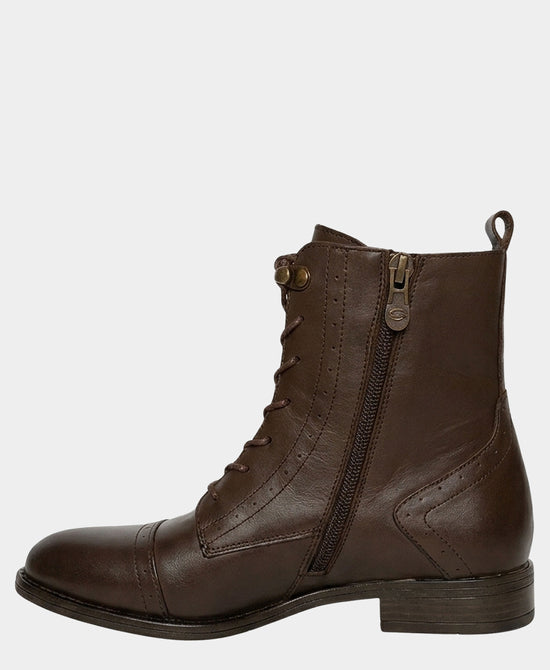 
Leather Lace Up Bootie in CHOCOLATE BROWN view 2