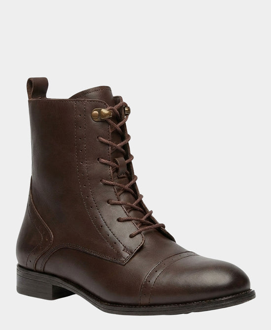 
Leather Lace Up Bootie in CHOCOLATE BROWN view 1