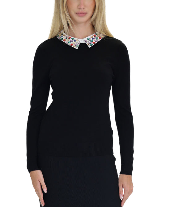 Knit Sweater w/ Jewel Collar view 