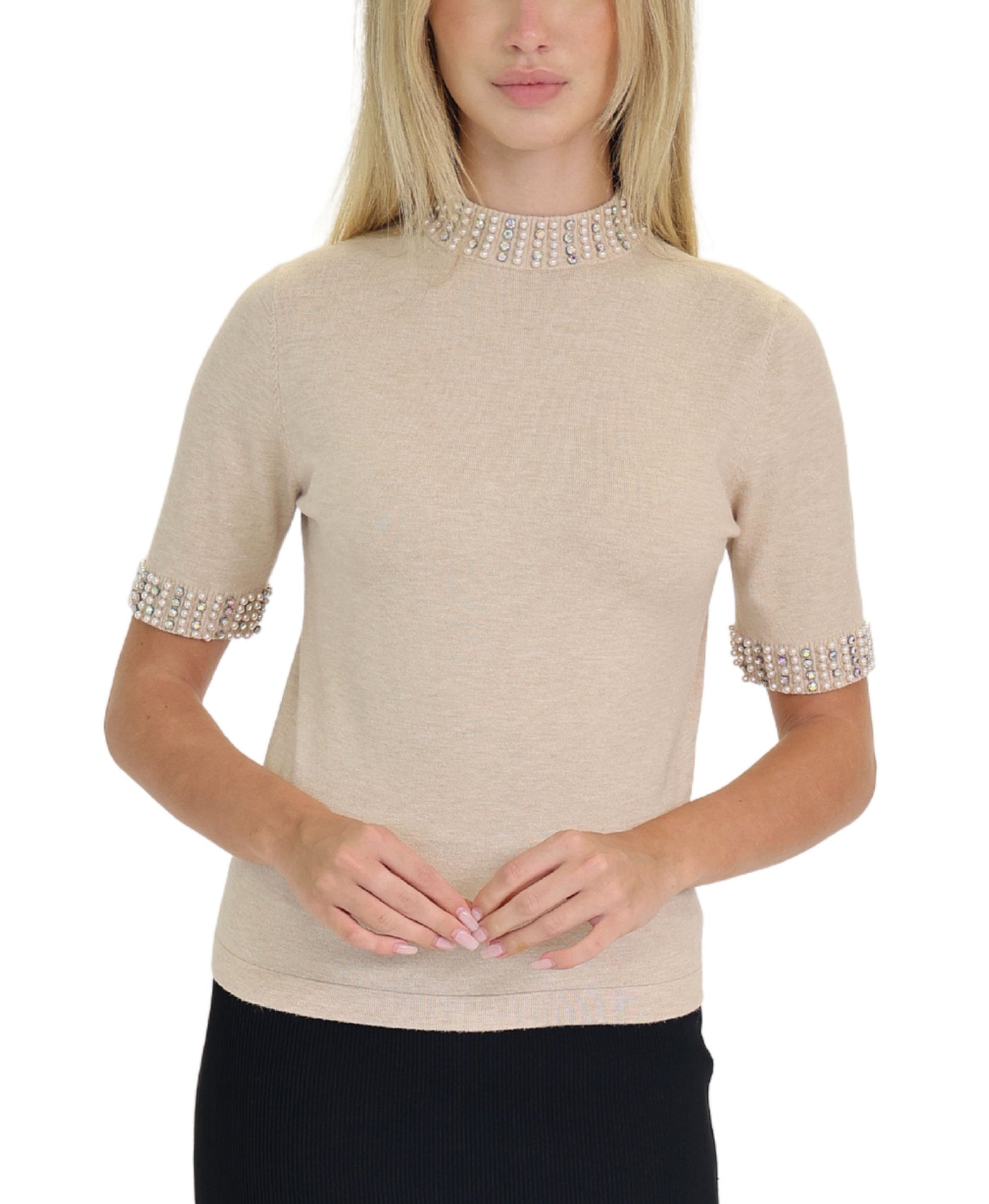 Knit Top w/ Jewels & Pearls view 1