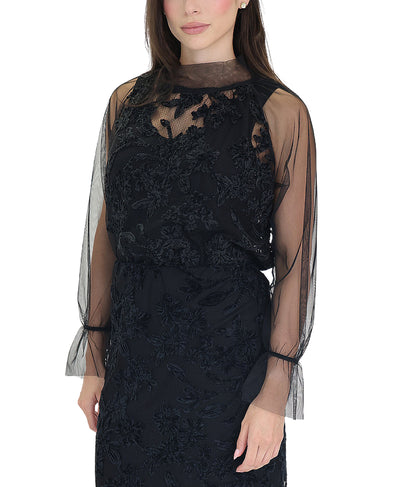 Tulle Blouse w/ Velvet Detail image 1
