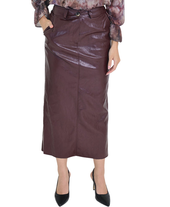 Faux Leather Maxi Skirt view 