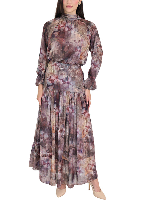 Mesh Printed Maxi Skirt view 