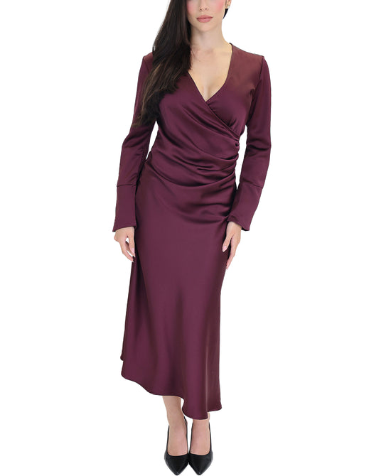 Satin Ruched Maxi Dress view 