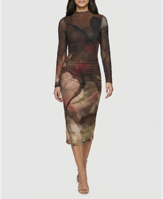 
Mesh Printed Midi Dress in MULTI view 1