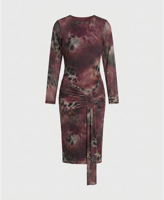 
Animal Print Mesh Midi Dress in PLUM MULTI view 2