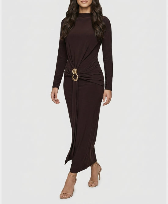 
Maxi Dress w/ Gold Hardware in BROWN view 1