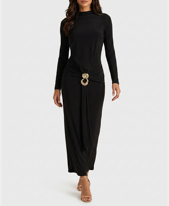 
Maxi Dress w/ Gold Hardware in BLACK view 1