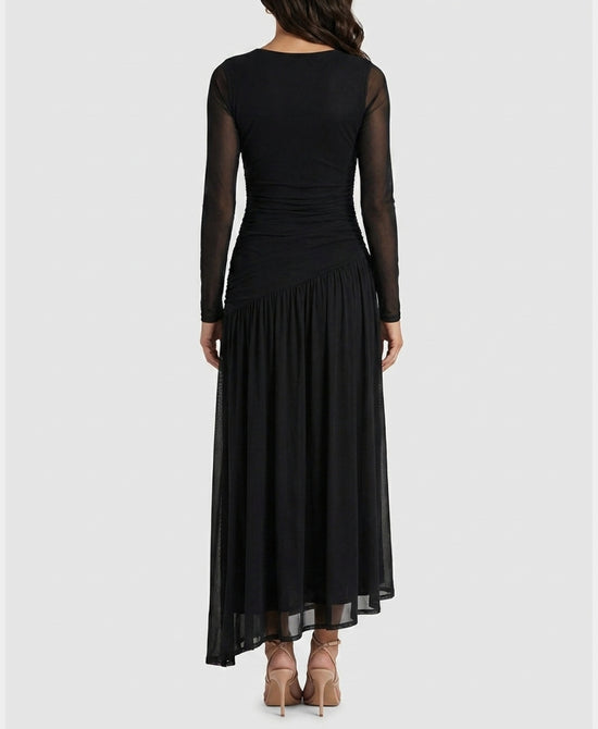 
Mesh Maxi Dress w/ Side Slit in BLACK view 2