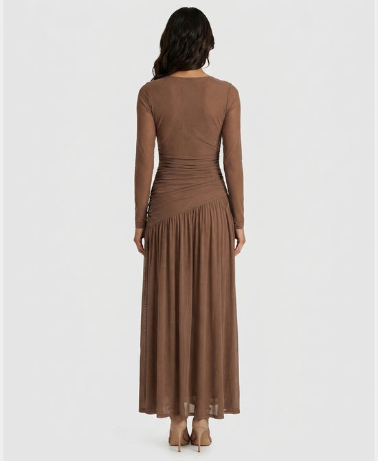 
Mesh Maxi Dress w/ Side Slit in MOCHA view 2