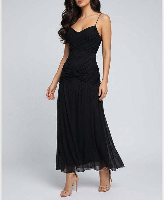 
Lace & Mesh Maxi Dress in BLACK view 1