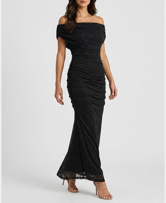 
Shimmer Mesh Maxi Dress in BLACK view 1