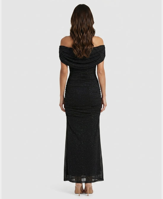 
Shimmer Mesh Maxi Dress in BLACK view 2