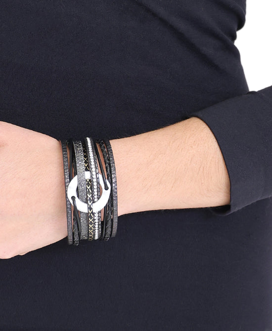 Leather Multi Strand Disc Bracelet view 