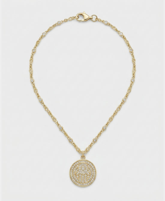 
Cubic Zirconia Hamsa Pendant Necklace in GOLD view 2
