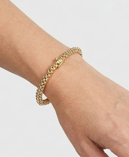 
14K Gold Plated Textured Bangle Bracelet in GOLD view 1