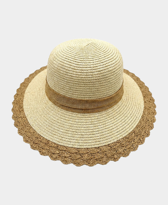 
Two Tone Straw Hat w/ Bow in NATURAL view 2
