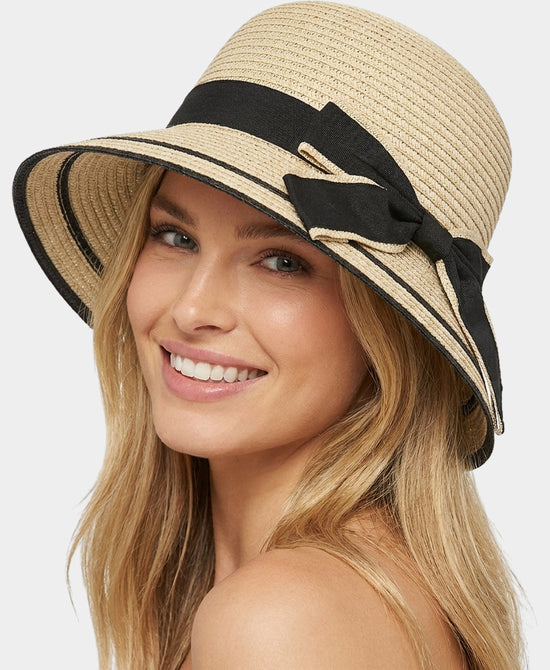 
Straw Hat w/ Bow in NATURAL/BLACK view 1