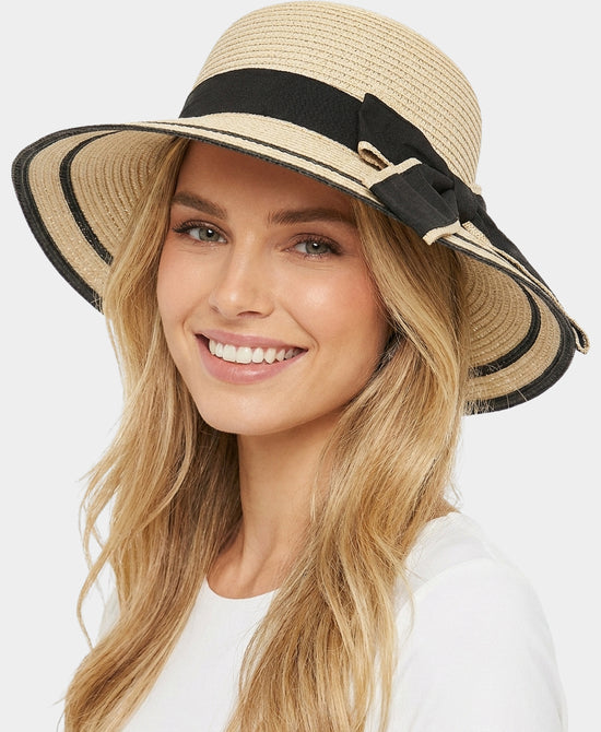 
Straw Hat w/ Bow in NATURAL/BLACK view 2