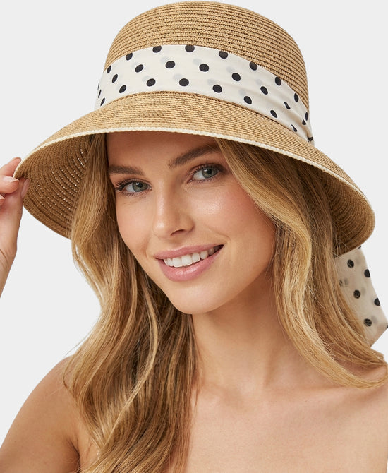 
Straw Hat w/ Polka Dot Bow in NATURAL view 1