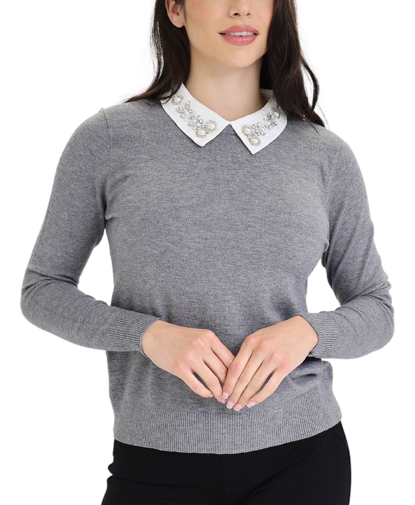 Sweater w/ Jeweled Collar view 1