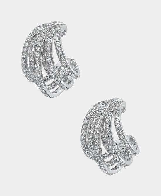
Cubic Zirconia Statement Hoop Earrings in SILVER view 2