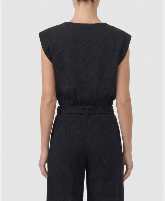 
Textured Bubble Crop Top in BLACK view 2