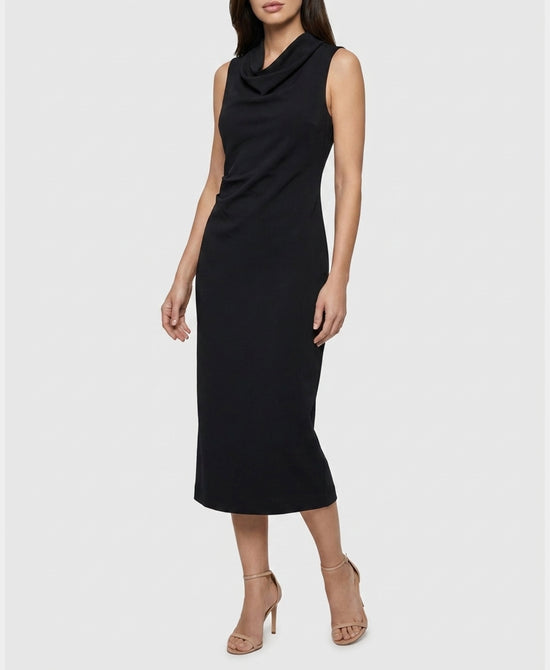 
Draped Midi Dress in BLACK view 1