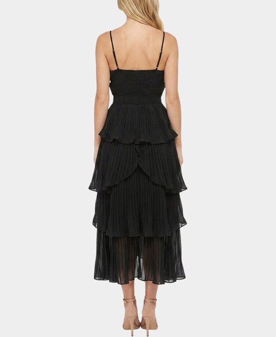 
Tiered Pleated Maxi Dress in BLACK view 2