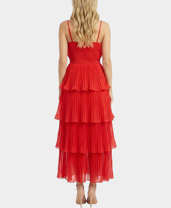 
Tiered Pleated Maxi Dress in RED view 2