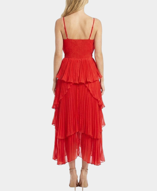 
Tiered Pleated Maxi Dress in RED view 2