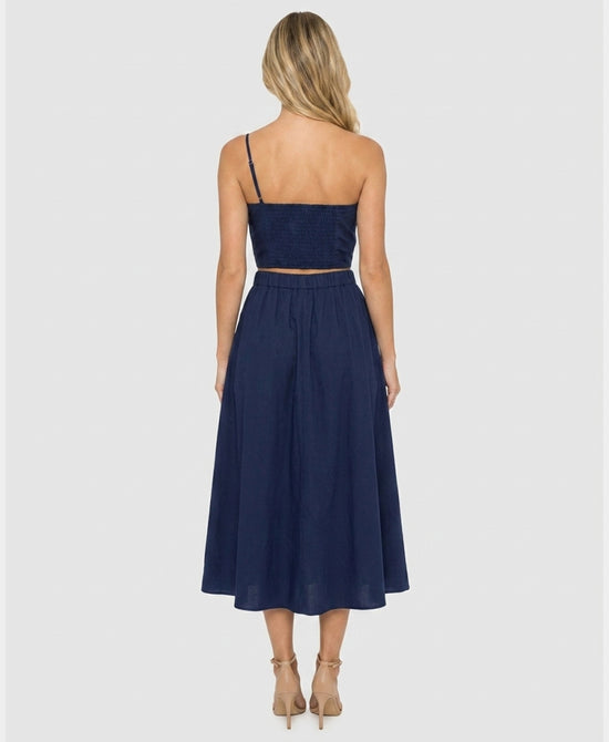 
Flower Bow Midi Dress w/ Cut-Out in NAVY view 2